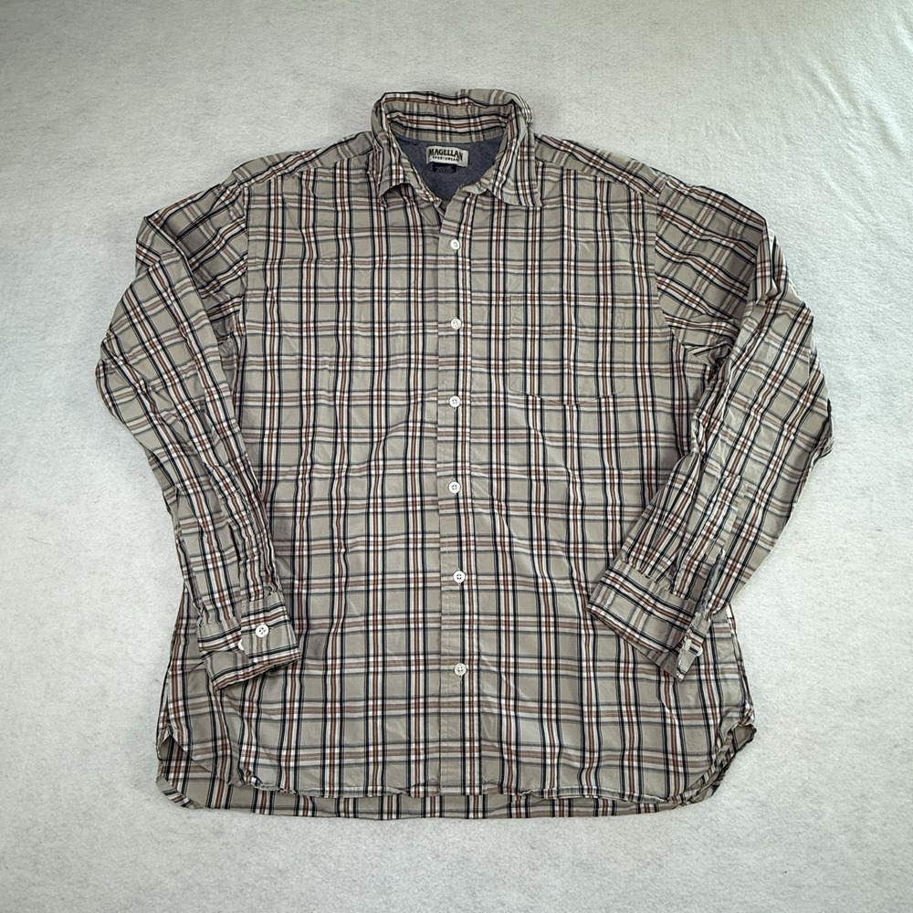 Magellan Sportswear‎ Mens Plaid Long-sleeve Button-down Outdoors Shirt Large